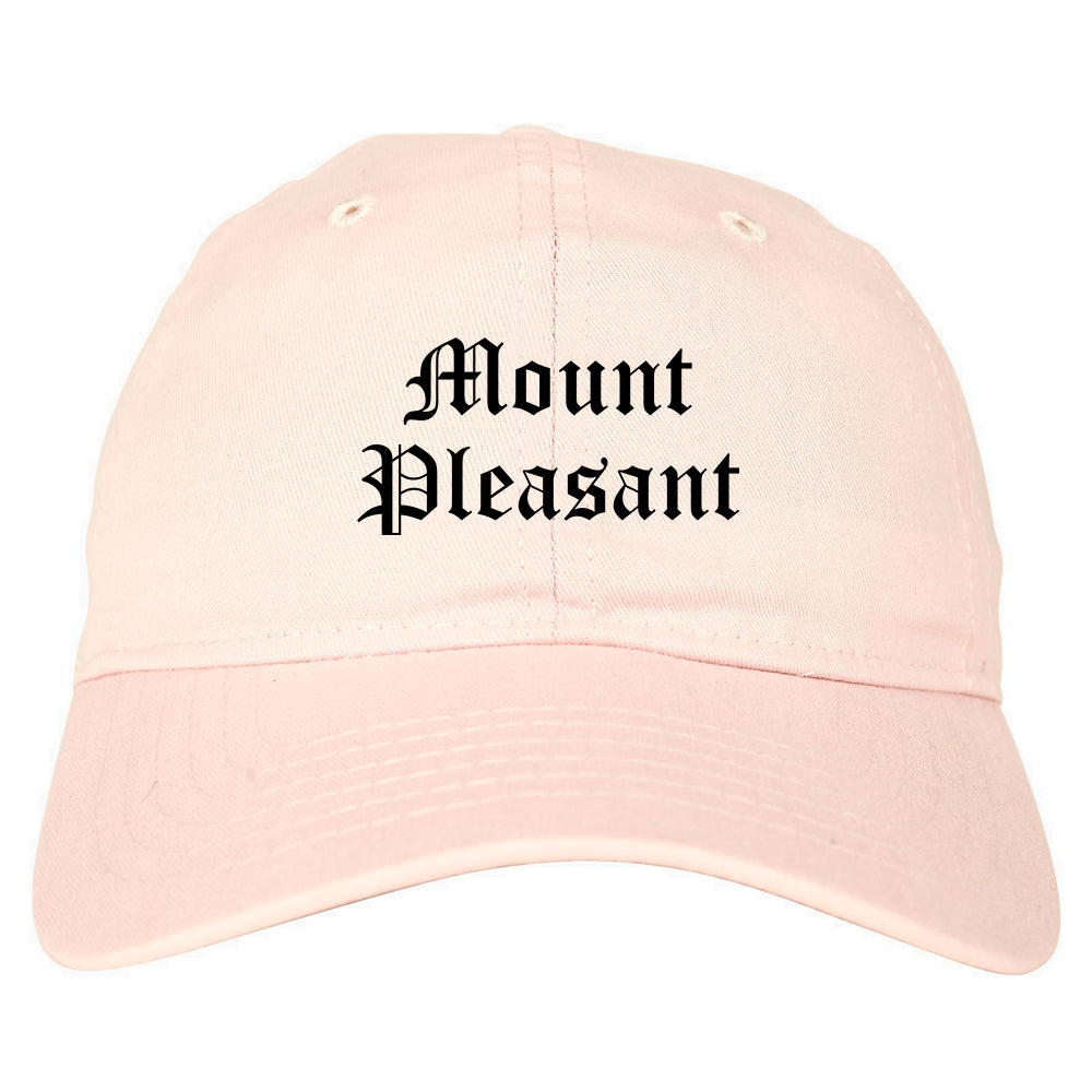 Mount Pleasant Tennessee TN Old English Mens Dad Hat Baseball Cap Pink