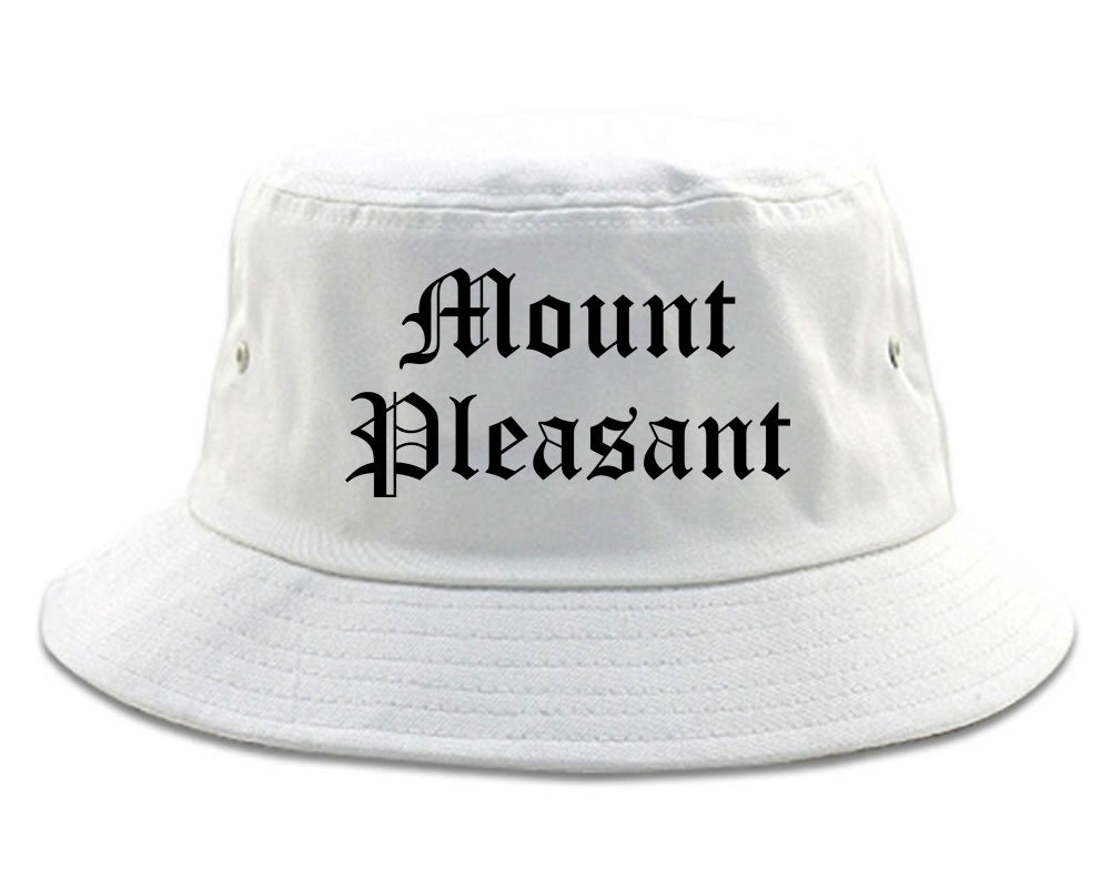 Mount Pleasant Tennessee TN Old English Mens Bucket Hat White