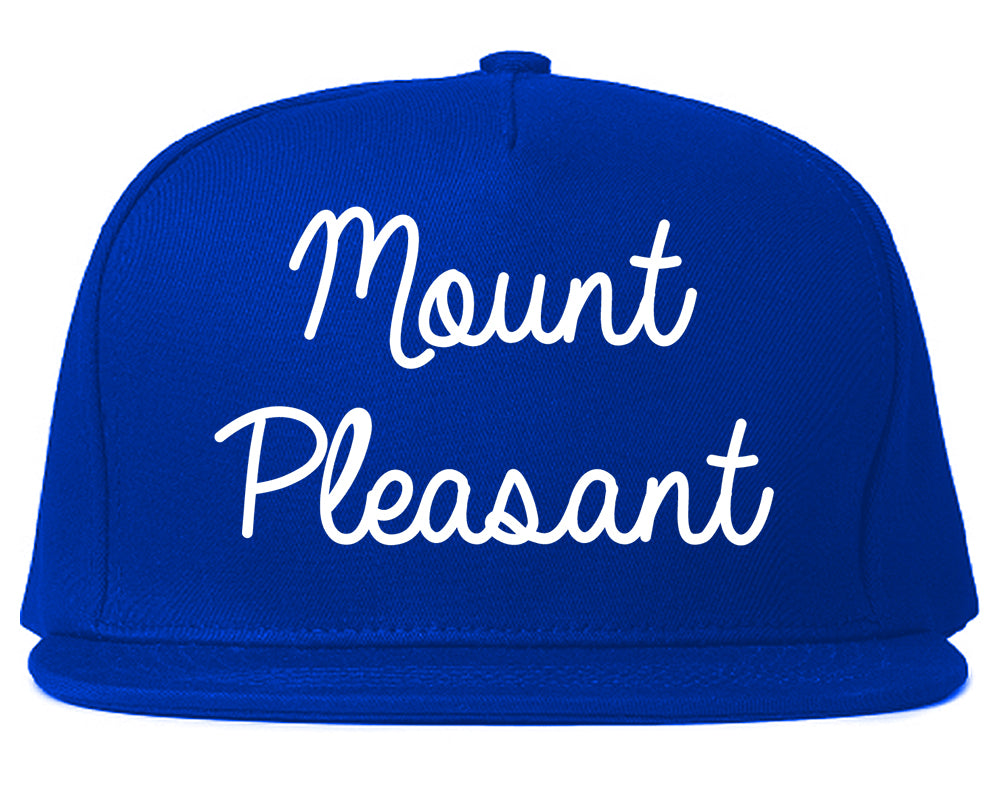 Mount Pleasant Texas TX Script Mens Snapback Hat Royal Blue