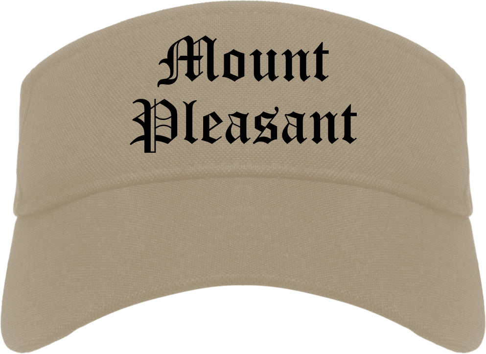 Mount Pleasant Wisconsin WI Old English Mens Visor Cap Hat Khaki