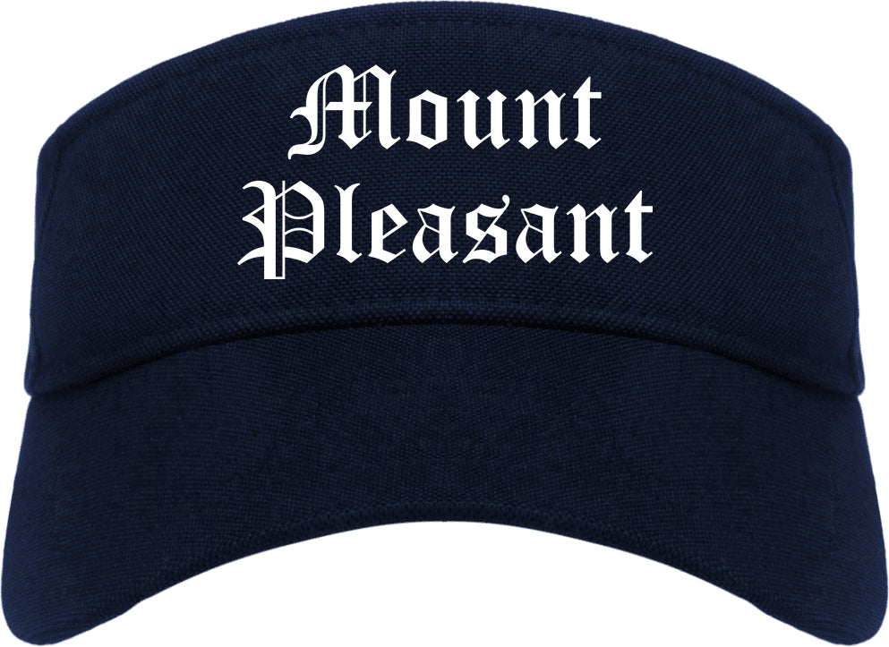 Mount Pleasant Wisconsin WI Old English Mens Visor Cap Hat Navy Blue