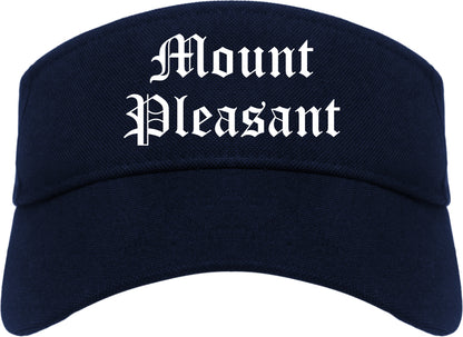 Mount Pleasant Wisconsin WI Old English Mens Visor Cap Hat Navy Blue