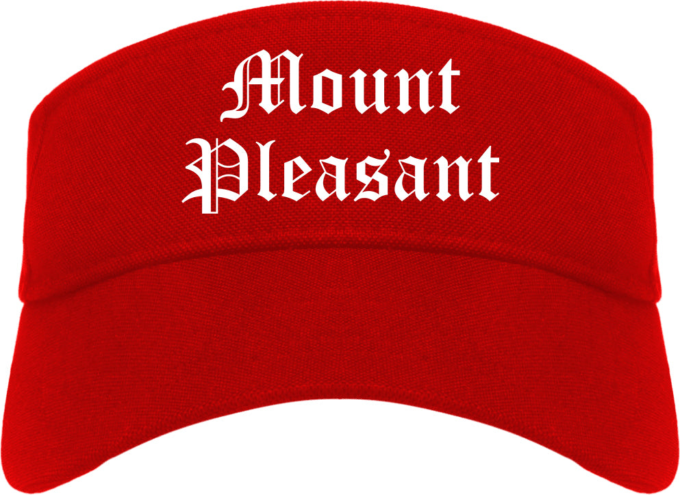 Mount Pleasant Wisconsin WI Old English Mens Visor Cap Hat Red