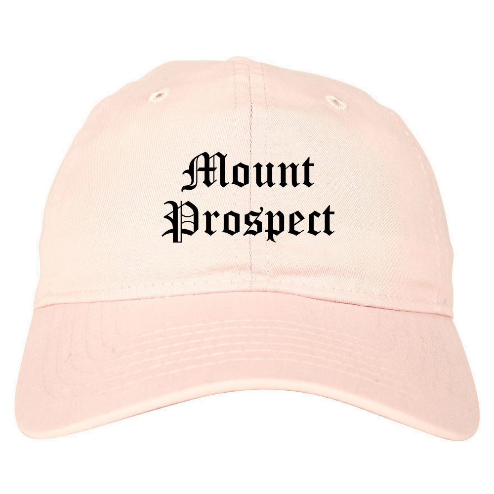 Mount Prospect Illinois IL Old English Mens Dad Hat Baseball Cap Pink