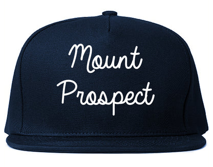 Mount Prospect Illinois IL Script Mens Snapback Hat Navy Blue