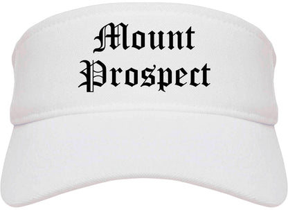 Mount Prospect Illinois IL Old English Mens Visor Cap Hat White