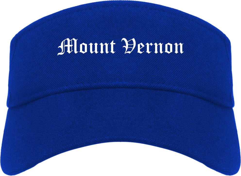 Mount Vernon Indiana IN Old English Mens Visor Cap Hat Royal Blue