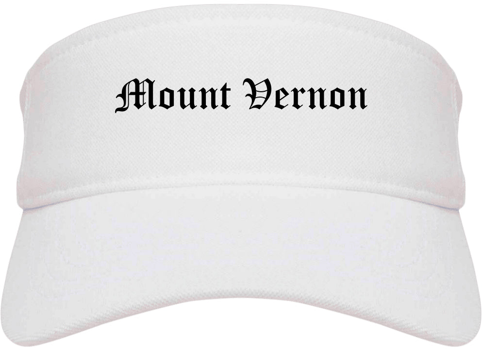 Mount Vernon Indiana IN Old English Mens Visor Cap Hat White