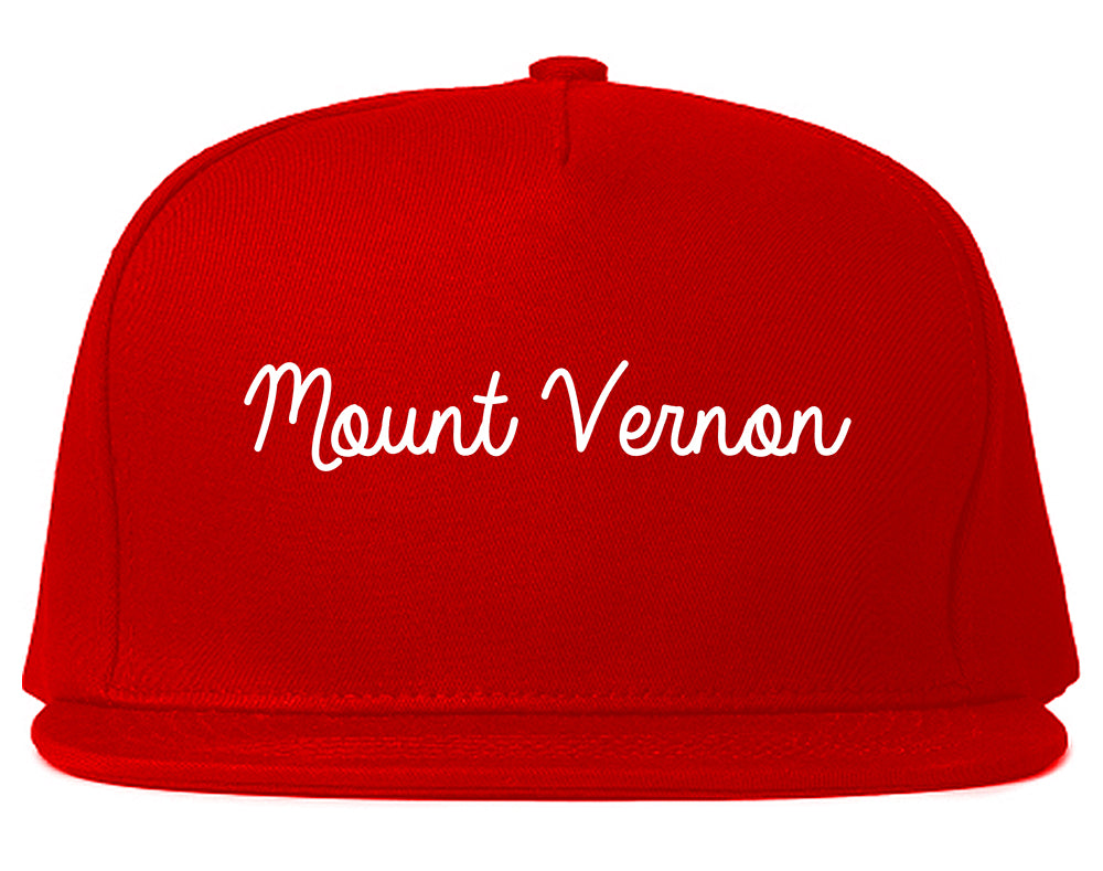 Mount Vernon Missouri MO Script Mens Snapback Hat Red