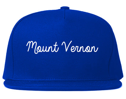 Mount Vernon Ohio OH Script Mens Snapback Hat Royal Blue