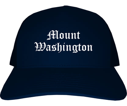 Mount Washington Kentucky KY Old English Mens Trucker Hat Cap Navy Blue