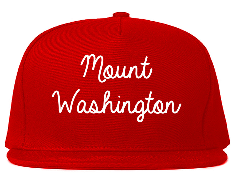 Mount Washington Kentucky KY Script Mens Snapback Hat Red
