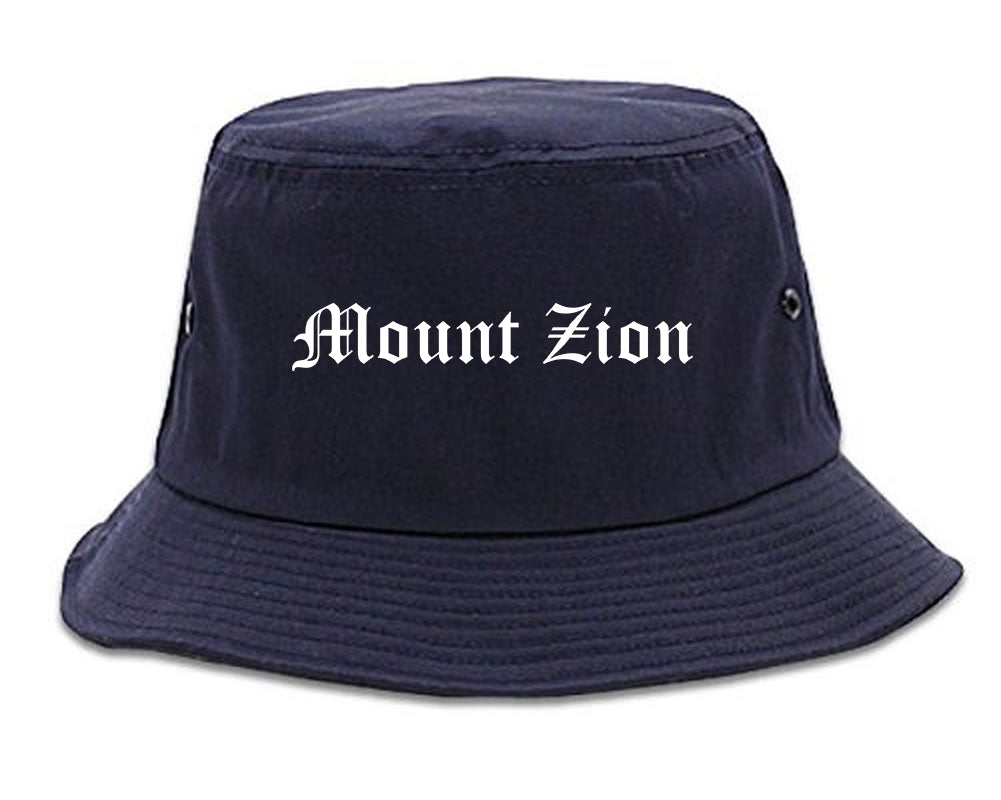 Mount Zion Illinois IL Old English Mens Bucket Hat Navy Blue