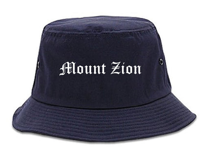 Mount Zion Illinois IL Old English Mens Bucket Hat Navy Blue