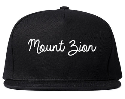 Mount Zion Illinois IL Script Mens Snapback Hat Black