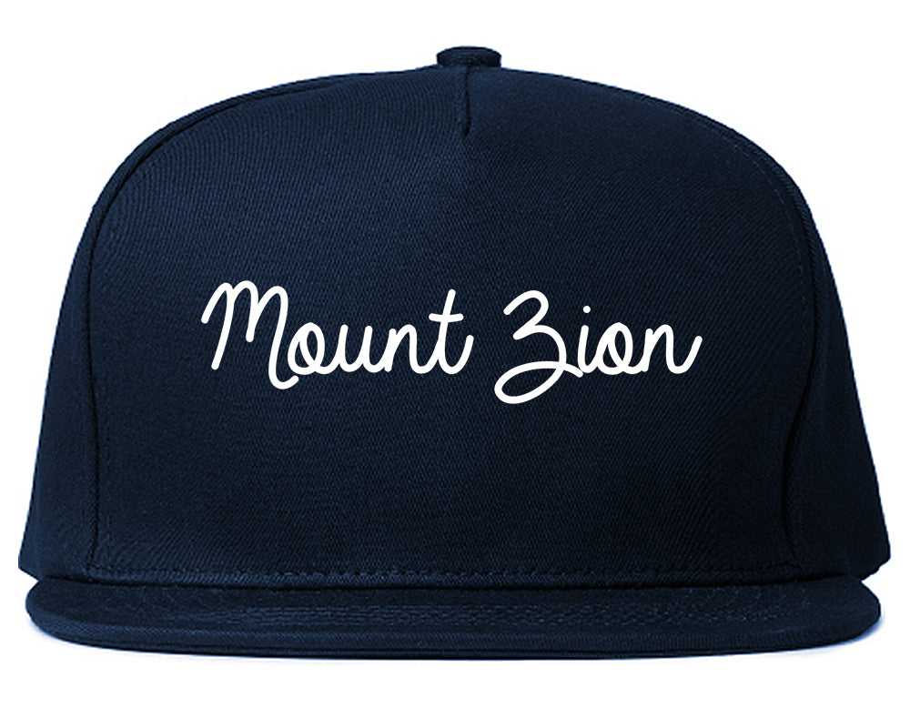 Mount Zion Illinois IL Script Mens Snapback Hat Navy Blue