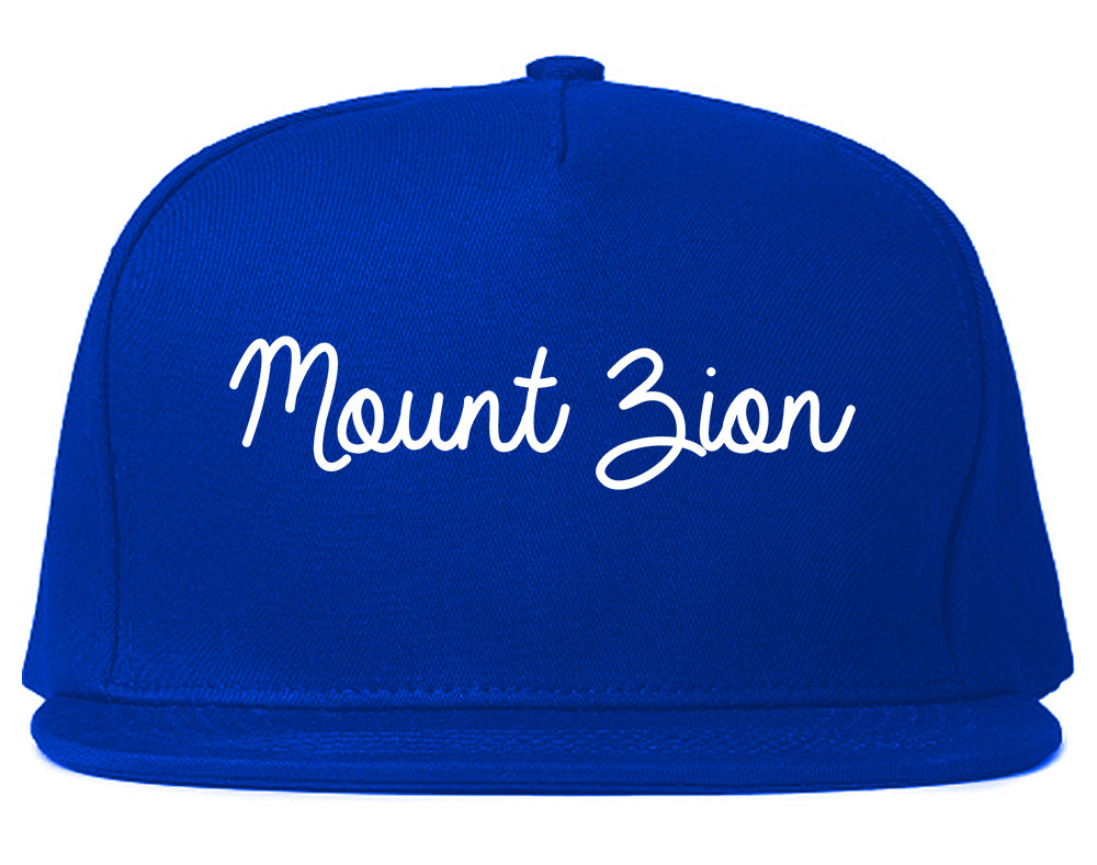 Mount Zion Illinois IL Script Mens Snapback Hat Royal Blue