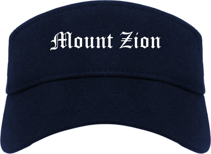 Mount Zion Illinois IL Old English Mens Visor Cap Hat Navy Blue