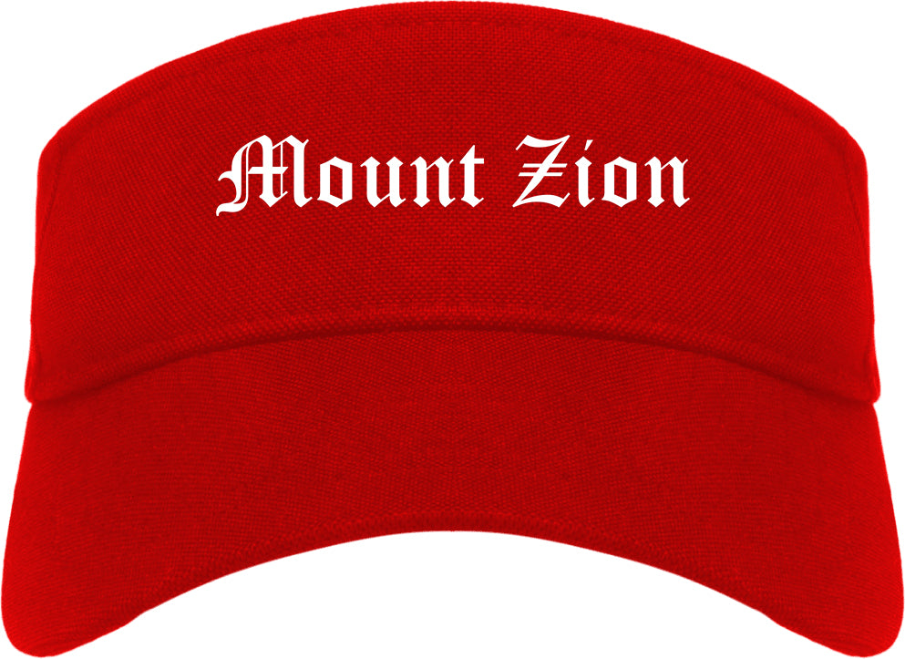 Mount Zion Illinois IL Old English Mens Visor Cap Hat Red