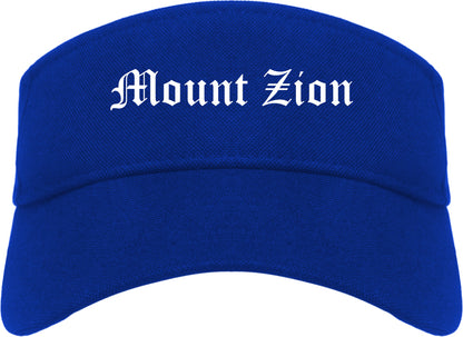 Mount Zion Illinois IL Old English Mens Visor Cap Hat Royal Blue