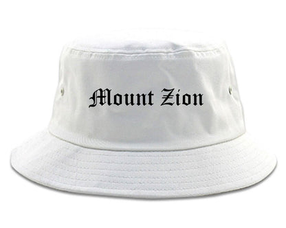 Mount Zion Illinois IL Old English Mens Bucket Hat White
