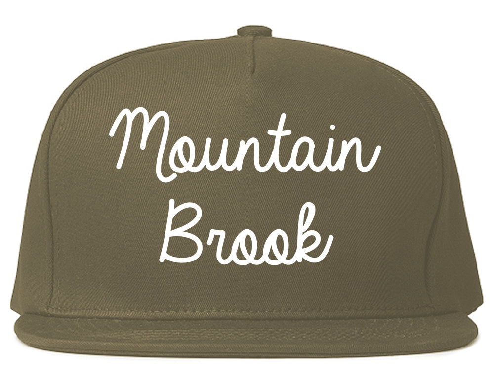 Mountain Brook Alabama AL Script Mens Snapback Hat Grey