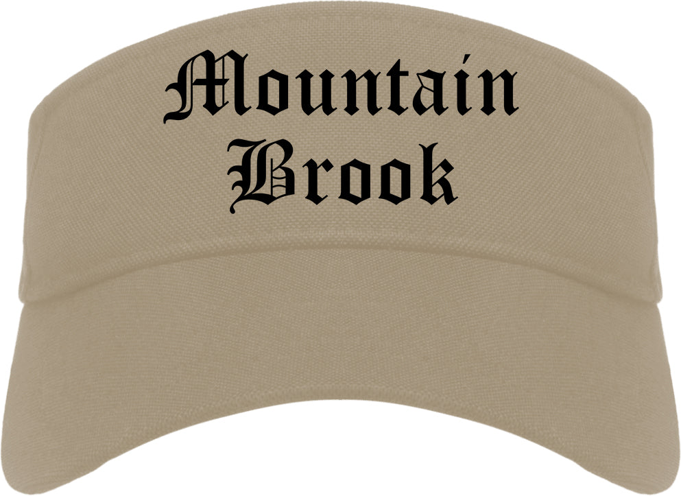 Mountain Brook Alabama AL Old English Mens Visor Cap Hat Khaki