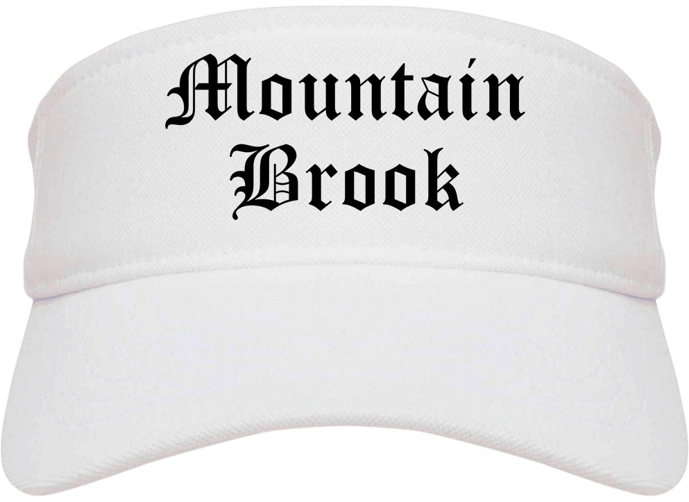 Mountain Brook Alabama AL Old English Mens Visor Cap Hat White