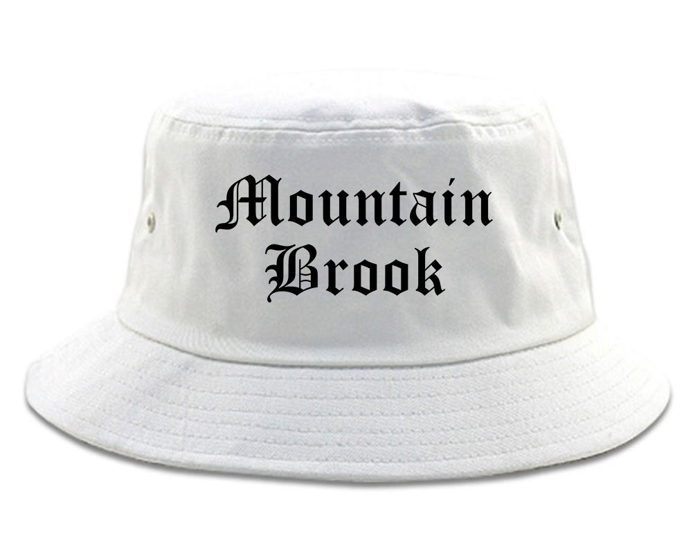 Mountain Brook Alabama AL Old English Mens Bucket Hat White