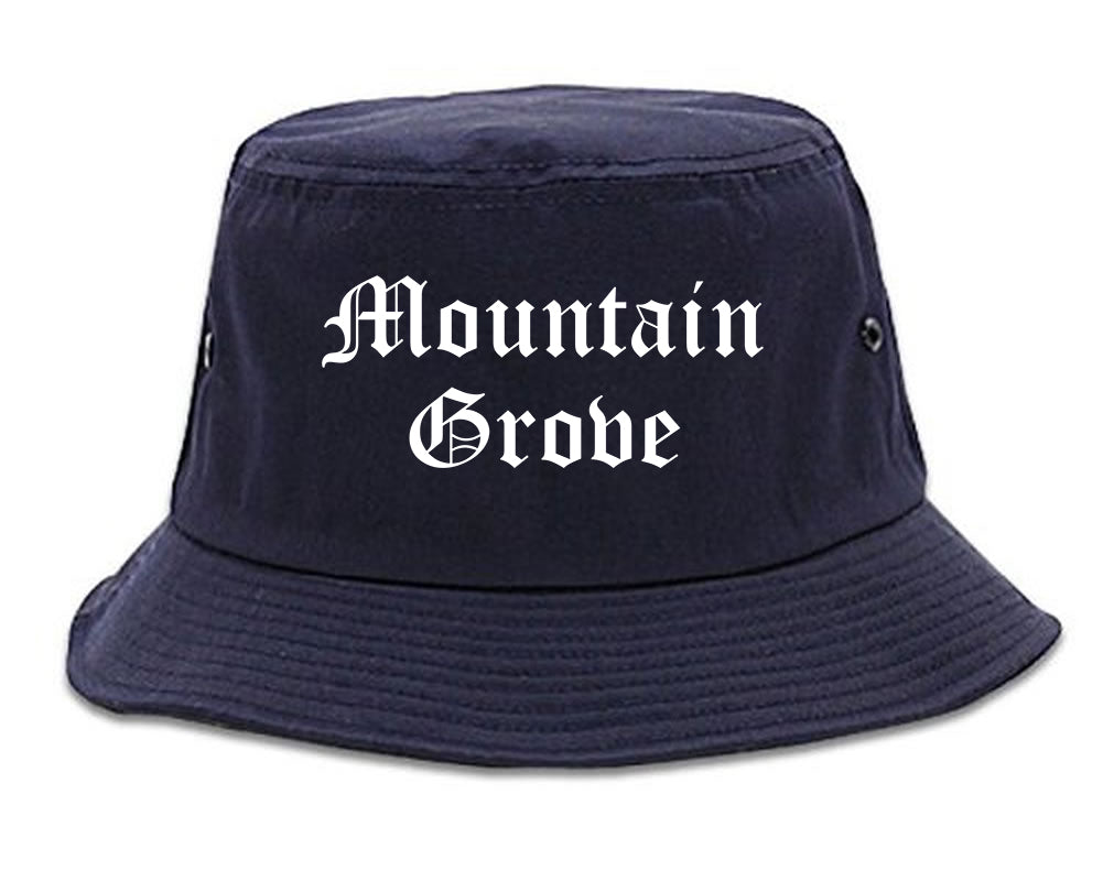 Mountain Grove Missouri MO Old English Mens Bucket Hat Navy Blue