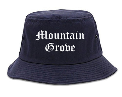 Mountain Grove Missouri MO Old English Mens Bucket Hat Navy Blue