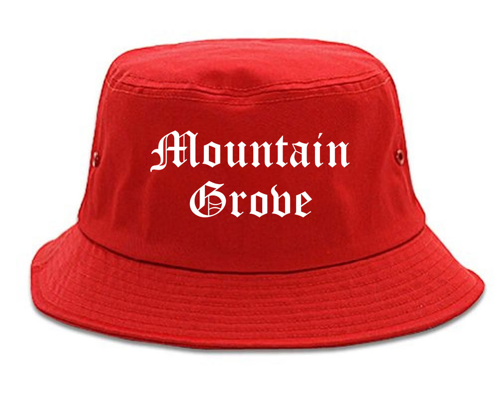 Mountain Grove Missouri MO Old English Mens Bucket Hat Red