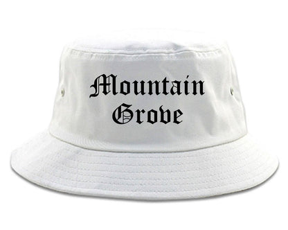 Mountain Grove Missouri MO Old English Mens Bucket Hat White