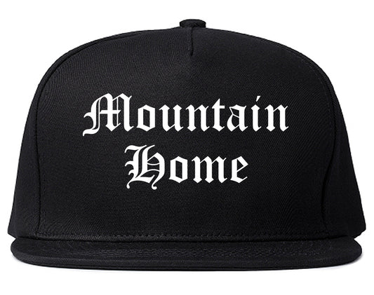 Mountain Home Arkansas AR Old English Mens Snapback Hat Black