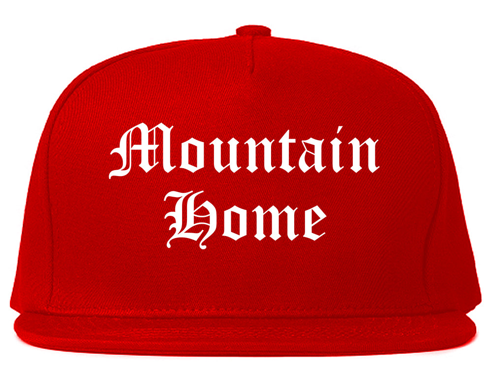 Mountain Home Arkansas AR Old English Mens Snapback Hat Red