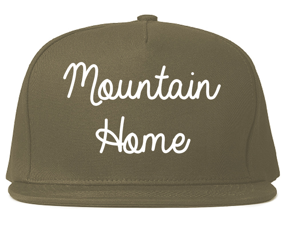 Mountain Home Arkansas AR Script Mens Snapback Hat Grey
