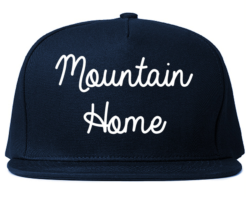 Mountain Home Arkansas AR Script Mens Snapback Hat Navy Blue