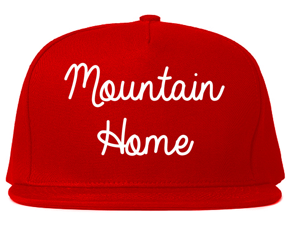 Mountain Home Arkansas AR Script Mens Snapback Hat Red