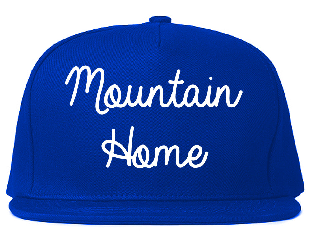 Mountain Home Arkansas AR Script Mens Snapback Hat Royal Blue