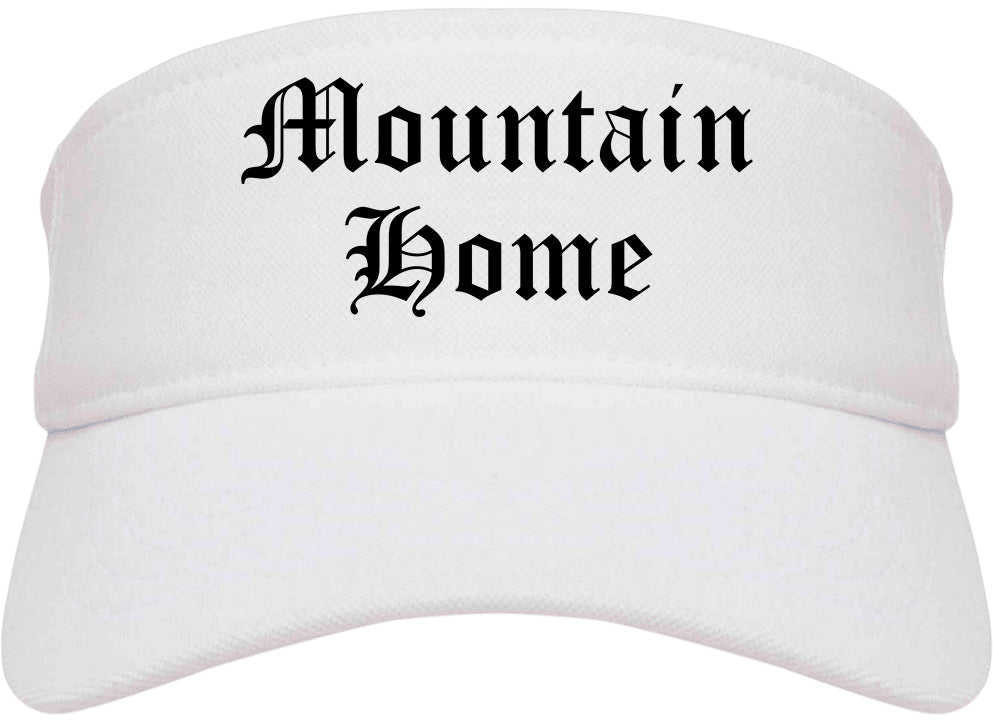 Mountain Home Arkansas AR Old English Mens Visor Cap Hat White