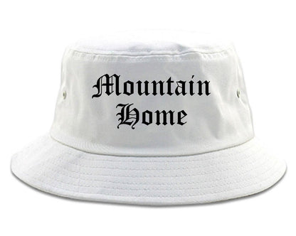 Mountain Home Arkansas AR Old English Mens Bucket Hat White