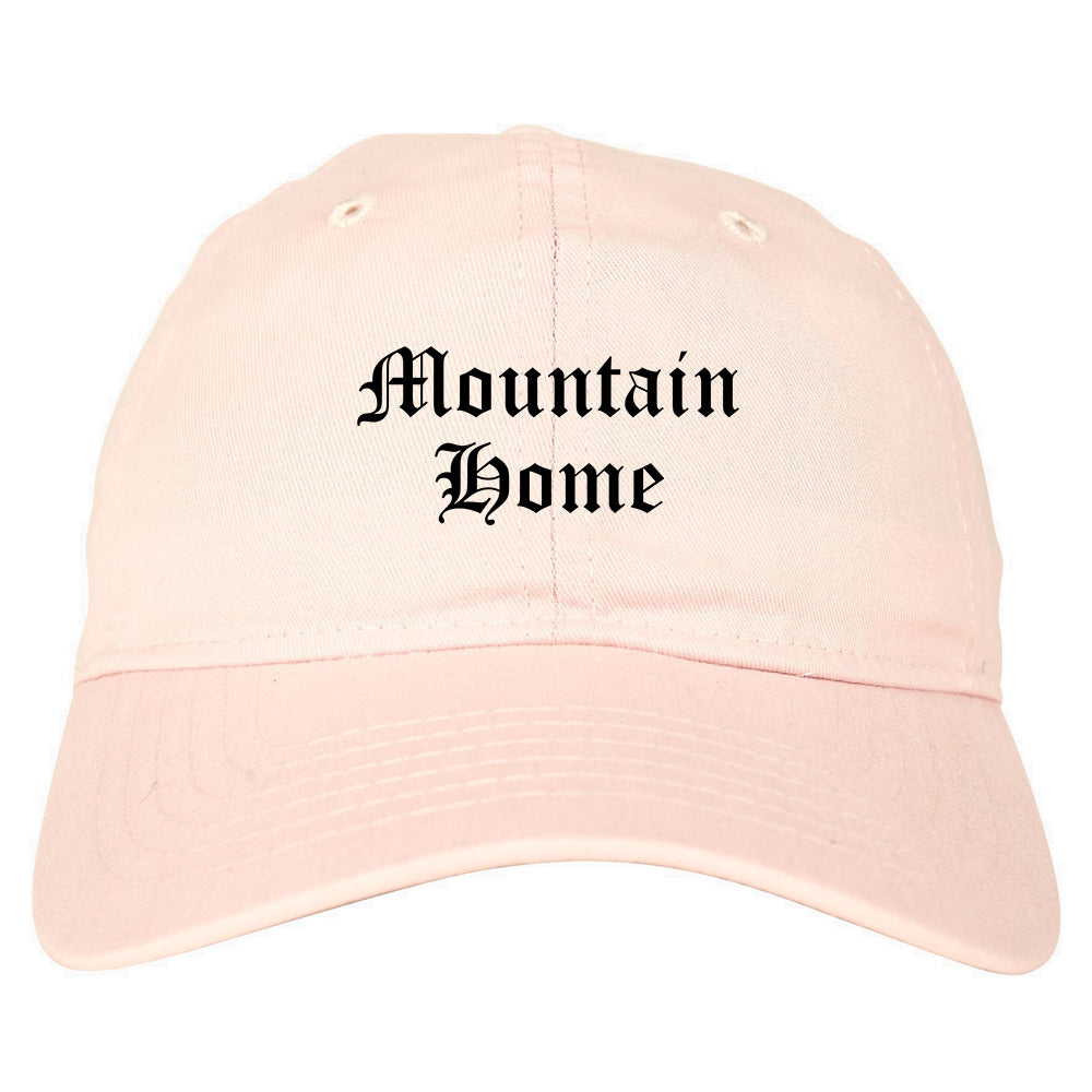 Mountain Home Idaho ID Old English Mens Dad Hat Baseball Cap Pink