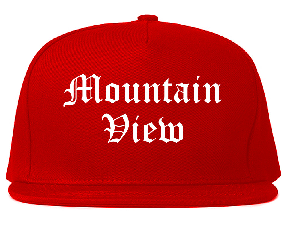 Mountain View California CA Old English Mens Snapback Hat Red