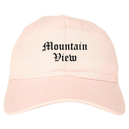 Mountain View California CA Old English Mens Dad Hat Baseball Cap Pink