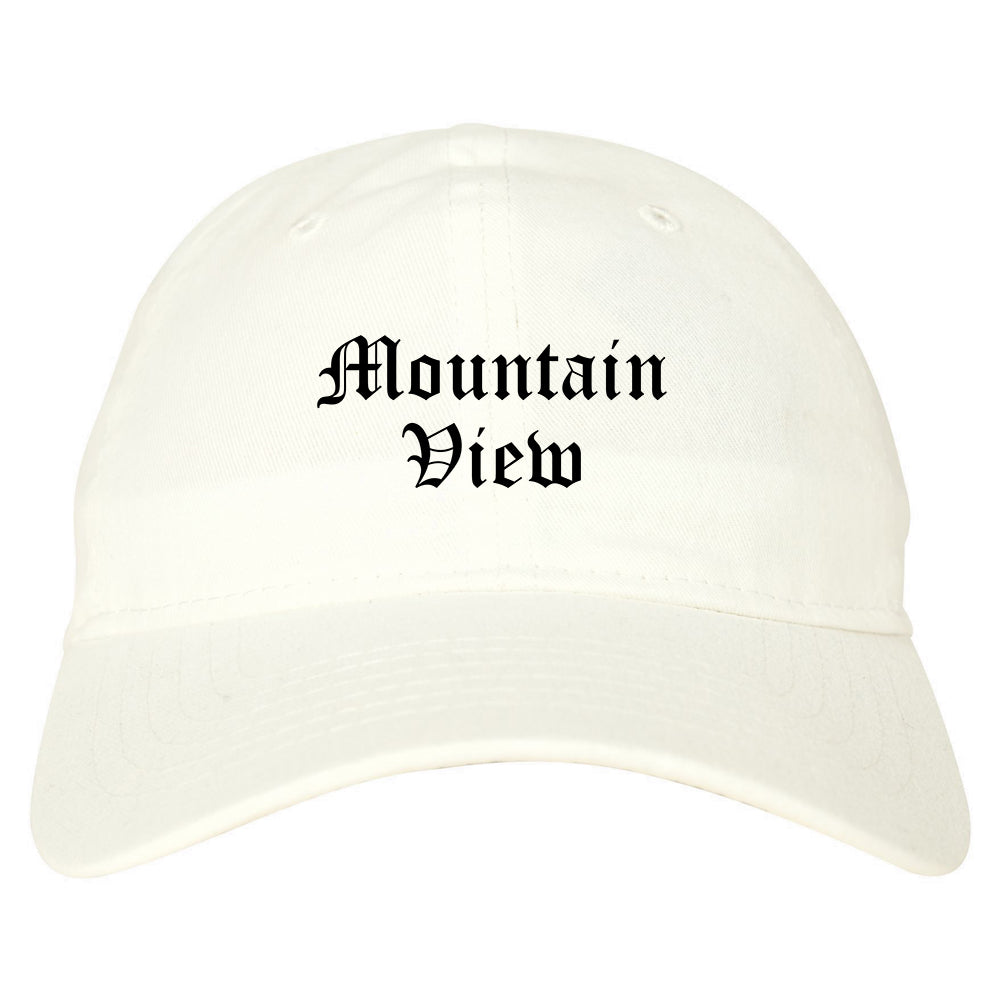 Mountain View California CA Old English Mens Dad Hat Baseball Cap White