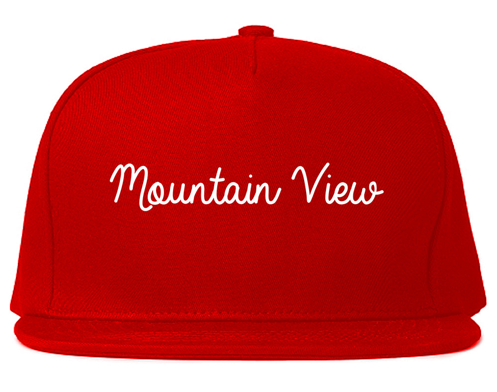 Mountain View California CA Script Mens Snapback Hat Red