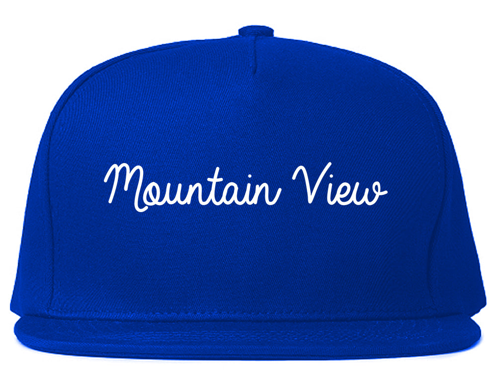 Mountain View California CA Script Mens Snapback Hat Royal Blue