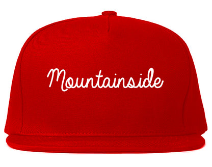 Mountainside New Jersey NJ Script Mens Snapback Hat Red