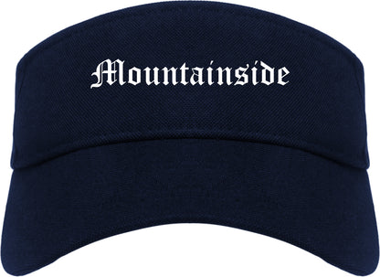 Mountainside New Jersey NJ Old English Mens Visor Cap Hat Navy Blue