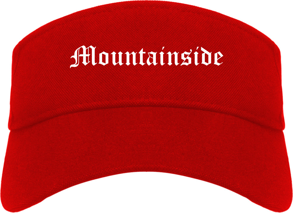 Mountainside New Jersey NJ Old English Mens Visor Cap Hat Red